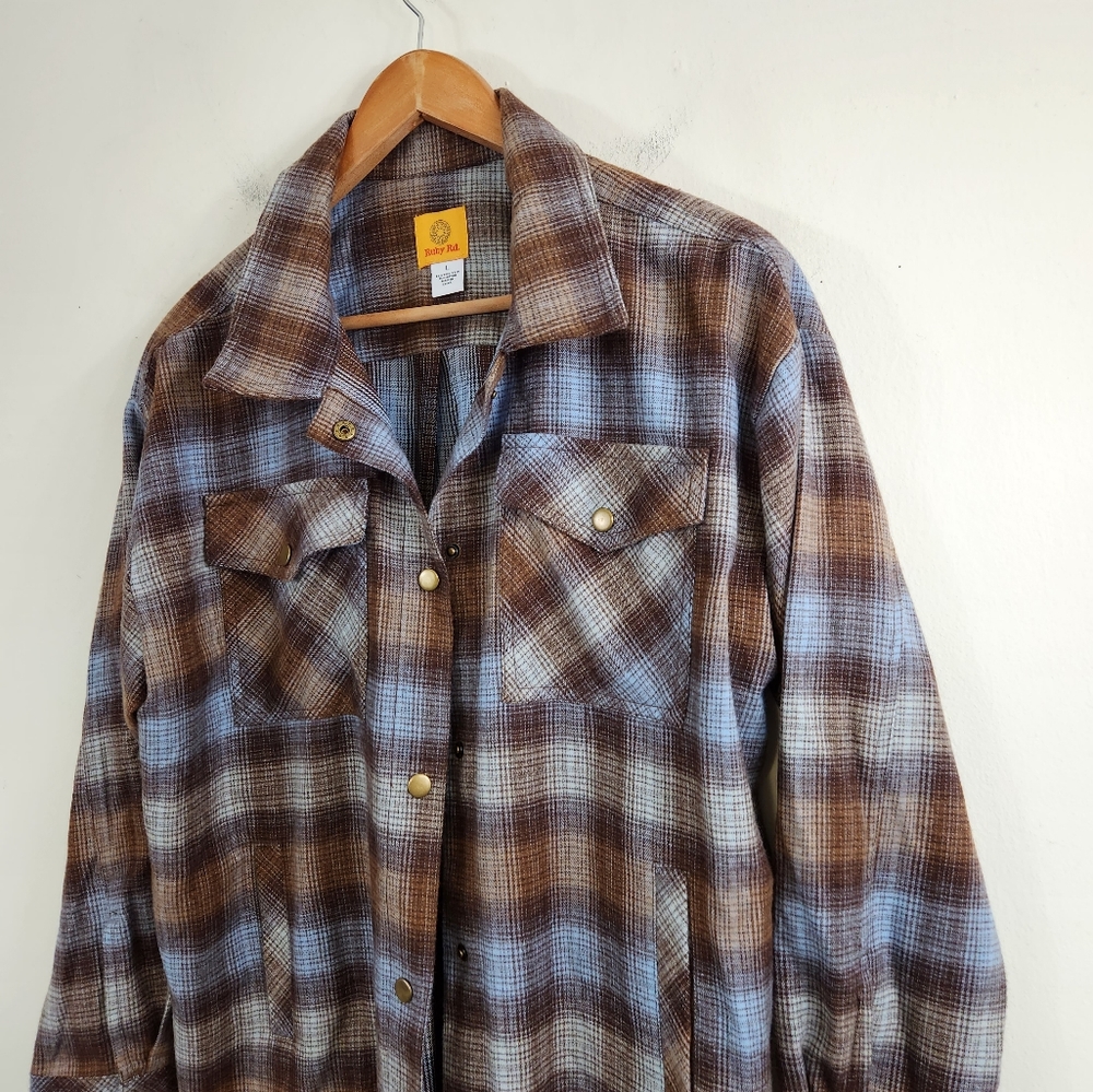 Ruby Rd Plaid button down Shacket - Picture 3 of 5
